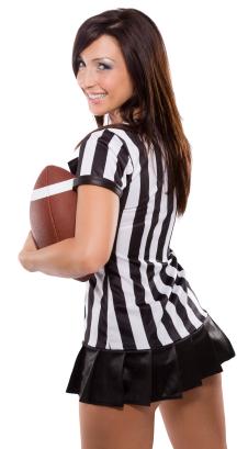 Sexy referee girl with football